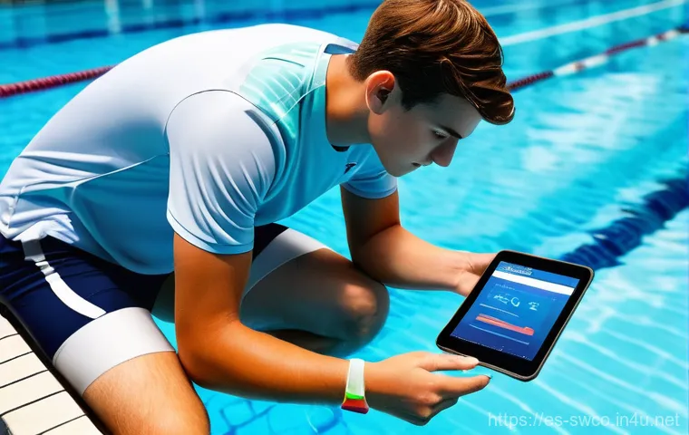 수영강사로서의 지속적인 자기계발 - **Prompt:** A vibrant and welcoming indoor swimming pool environment, filled with natural light. A d...