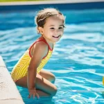 수영강사로서 다루기 어려운 고객 사례 - **Prompt 1: Overcoming the Fear of Water (Child)**
    "A heartwarming, brightly lit scene in the sh...